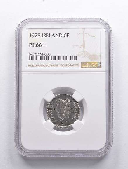 PF66+ 1928 Ireland 6 Pingin NGC