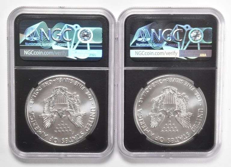 (2) MS70 2020-(P) American Silver Eagle FDOI Signed Mercanti/Jones NGC
