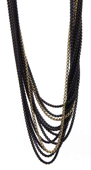 David Yurman Multi Strand Blackened Curb Link Necklace in 18K and Sterling