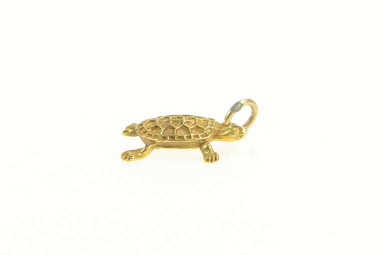 14K Yellow Gold 3D Turtle Tortoise Animal Vintage Charm/Pendant