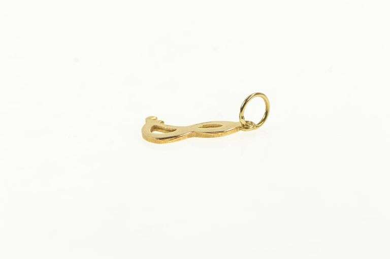 14K Yellow Gold S Letter Initial Cursive Script Monogram Charm/Pendant