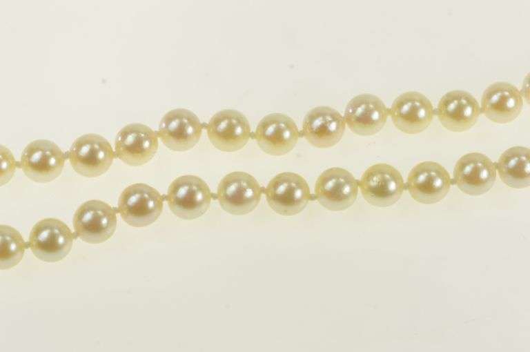 14K Yellow Gold 6.2mm Classic Retro 1950's Pearl Strand Necklace