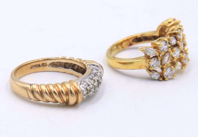 Lot of 2 Sterling Silver Cubic Zirconia Rings