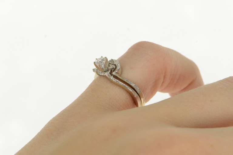 14K White Gold 0.29 Ctw 1950's Diamond Bridal Engagement Ring