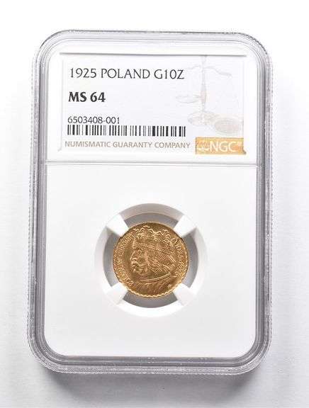 MS64 1925 Poland 10 Gold Zlotych NGC