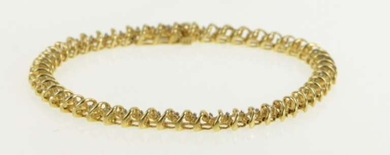 14K Yellow Gold 0.92 Ctw Diamond Classic Vintage Tennis Bracelet