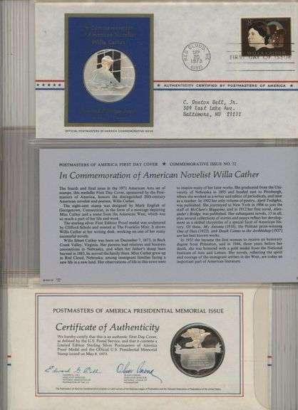Collection of 21 Sterling Silver Proof Medallions & 1st Day Covers
