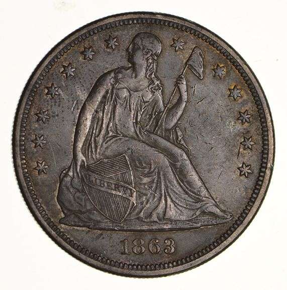 1863 Seated Liberty Silver Dollar - Near Uncirculated