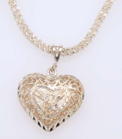 Heart Shaped Pendant on Italian Chain Necklace