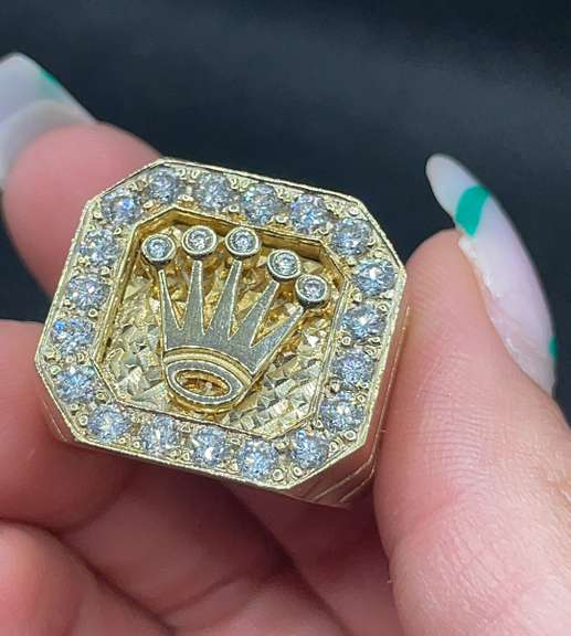 2.00 C.T. T.W. ROLEX CROWN DESIGN RING MENS IN 14K YELLOW GOLD