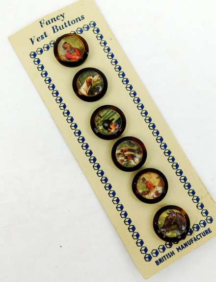 Early Set of 6 British Fox Hunt Fancy Vest Buttons