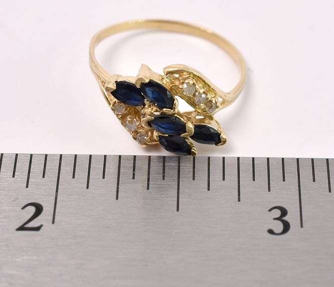 Divine Blue Sapphire And Diamond Ring In Yellow Gold