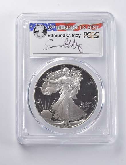 PR69 DCAM 1990-S American Silver Eagle Signed Moy PCGS