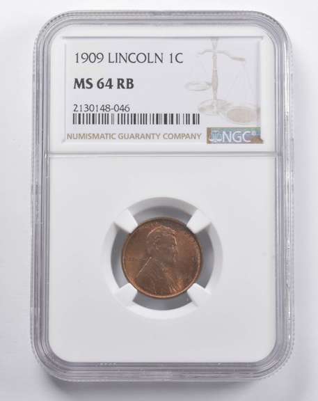 MS64 RB 1909 Lincoln Wheat Cent NGC