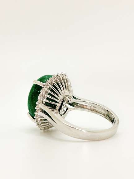 12.0+ carat Emerald and White Sapphire Sterling Sliver Gemstone Ring - Gorgeous!