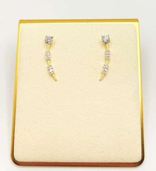 14kt Solid Yellow Gold & Diamond Earrings