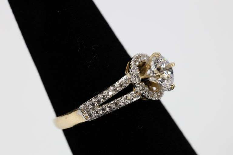 14k Yellow Gold Round Solitaire Engagement Band Ring Size 6.5