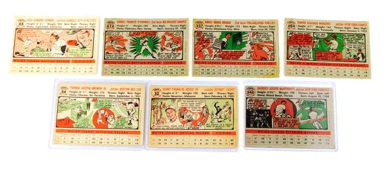 Lot of 7 Topps 1956 Baseball Cards