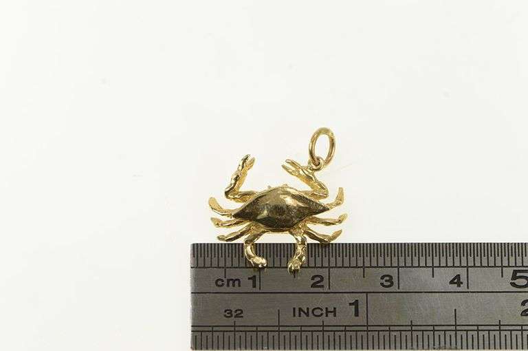 14K Yellow Gold Crab Cancer Astrology Sign Zodiac Star Charm/Pendant