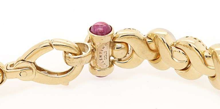Valentino Ruby Cabochon Fancy Link Bracelet in 18K