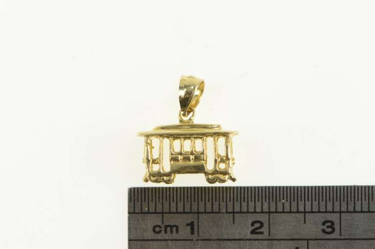 14K Yellow Gold 3D Cable Car Vintage San Francisco Charm/Pendant