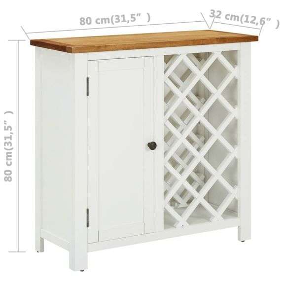 Wine Cabinet 31.5x12.6x31.5in Solid Oak Wood