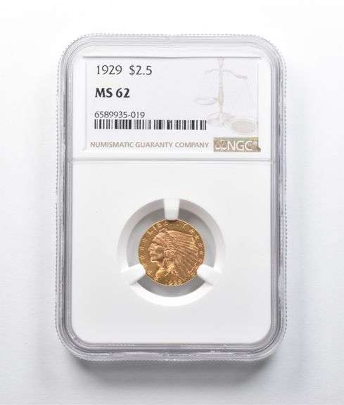 MS62 1929 $2.50 Indian Head Gold Quarter Eagle NGC