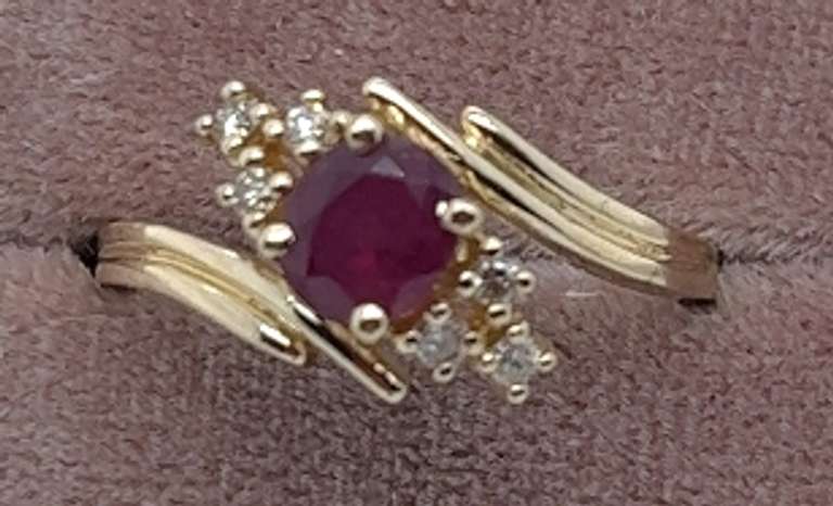 14kt Solid Yellow Gold, Ruby, & Diamond Ring