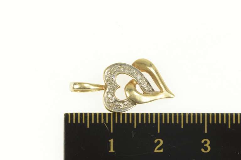 10K Yellow Gold Diamond Interlocking Heart Love Symbol Pendant