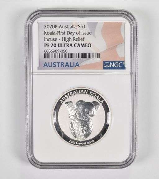 PF70 UCAM 2020-P Australia 1 Dollar 1 Oz Silver Koala HR FDOI NGC