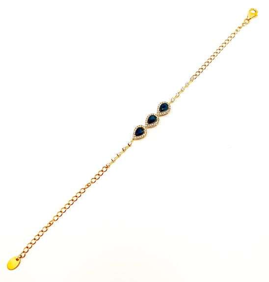 Sublime 18kt Yellow Gold Bracelet With Teardrop Sapphires and Round Cut Diamonds