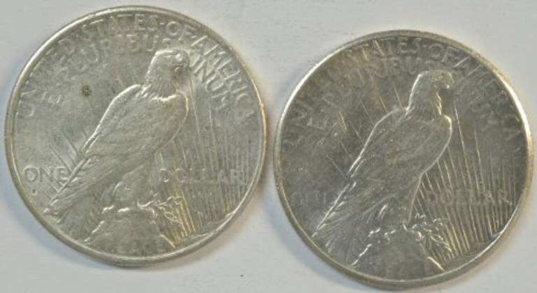 Flashy-white 1926-P & 1926-S Peace Silver Dollars. Better dates