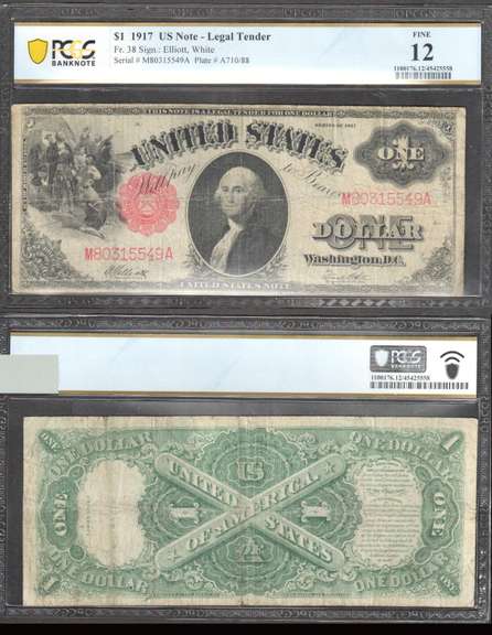 $1 1917 Legal Tender Fr. 38 PCGS BN Fine 12