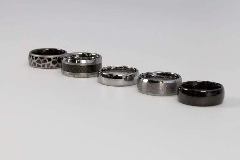 Lot of 5 Size 9 Tungsten Carbide Rings in Various Styles