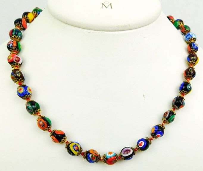 Vintage Italian Millefiori Bead Necklace