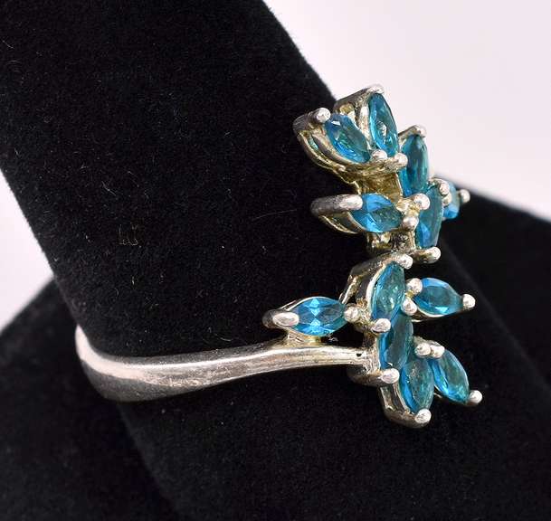 Beautiful Blue CZ Ring In Sterling Silver