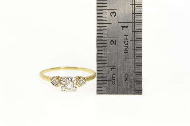 14K Yellow Gold 1940's Classic Diamond Promise Engagement Ring