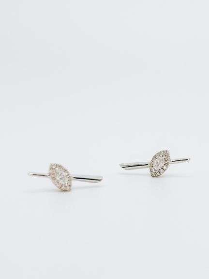Impaled Halo Diamond 18k White Gold Earrings