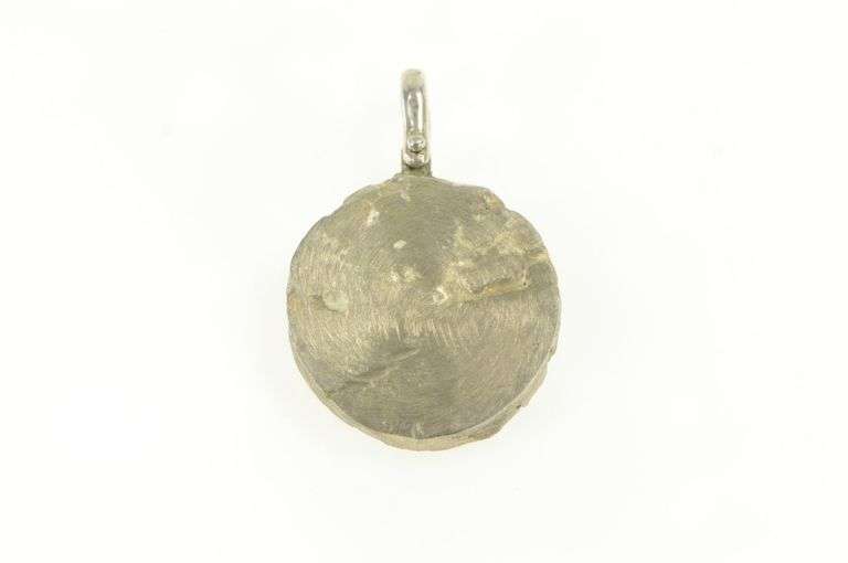 Sterling Silver Round Textured Nugget Abstract Heavy Medallion Pendant