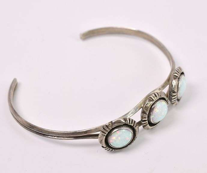 Opal Cuff Bracelet In Sterling Silver