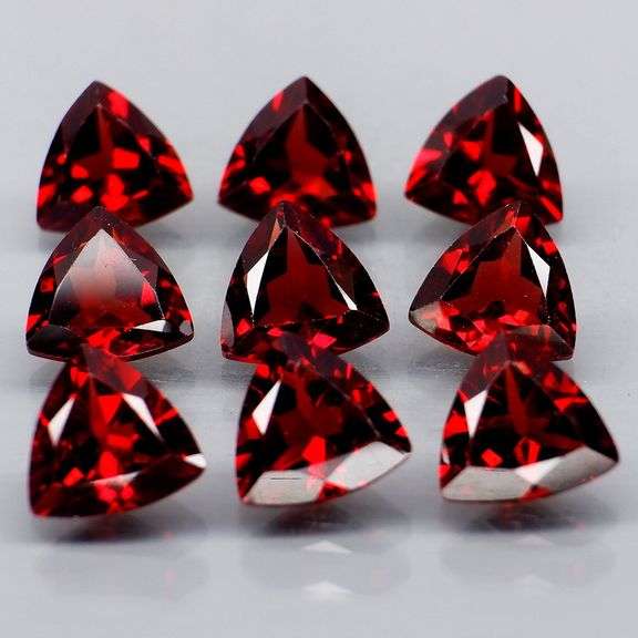 Premium 8.20ct trillion cut cherry red Garnet set