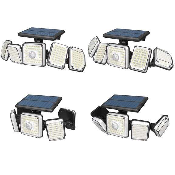 Rotatable 5 Heads 214LED Solar Sensor Wall Light