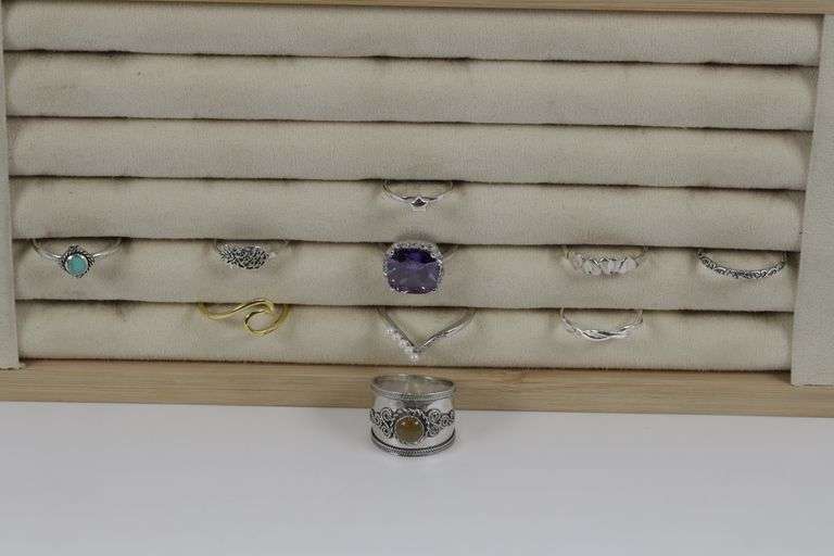 Sterling Silver Curated Ring Assortment Various Sizes & Styles (10 Ring Lot)