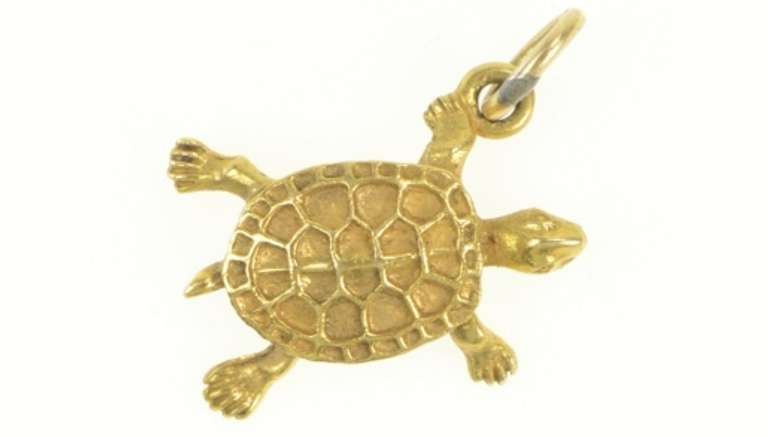 14K Yellow Gold 3D Turtle Tortoise Animal Vintage Charm/Pendant