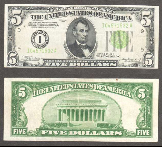 $5 1934 FRN Popular Minneapolis District LGS Extremely Fine