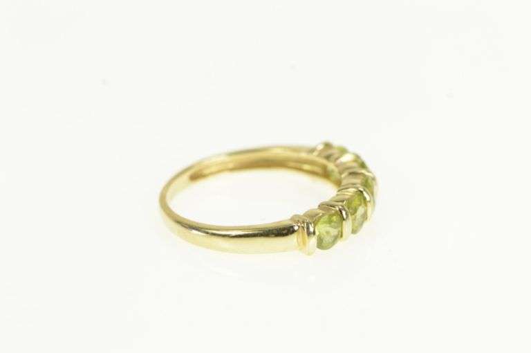 14K Yellow Gold Five Stone Round Vintage Peridot Statement Ring