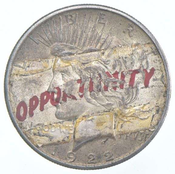 1922-S Peace Silver Dollar - "Opportunity" Sticker Advertising