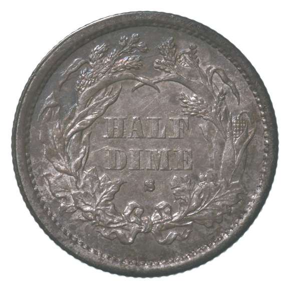 1872-S Seated Liberty Half Dime Above Bow