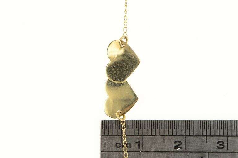14K Yellow Gold Interlocking Heart Love Symbol Chain Anklet Bracelet