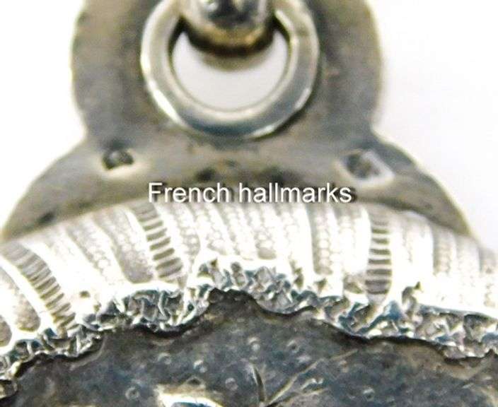 Antique French Sterling Sliding Mirror Pendant & Chain